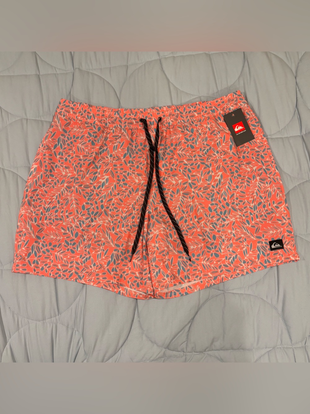 Men's Quiksilver 6.5" Swell Leaf Mesh Lined Print Volley Swim Shorts XXL Coral